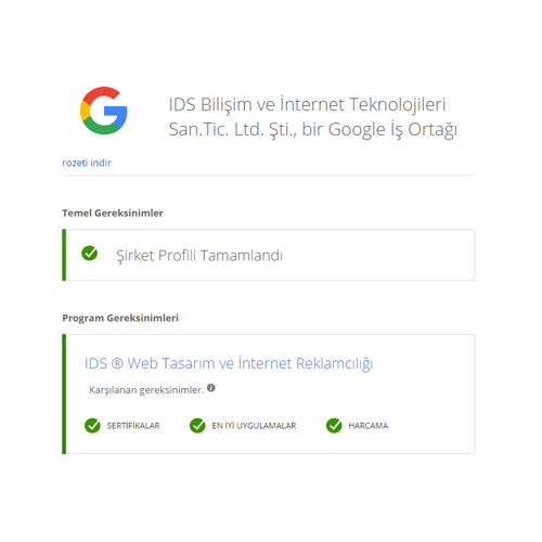 Google Partners IDS Web Tasarm