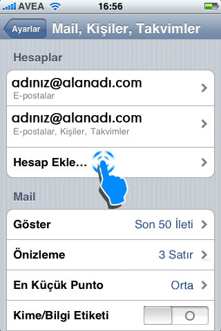 iOS Cihazlar Mail Kurulum Admlar