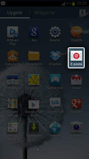 Android Cihazlar Mail Kurulum Admlar