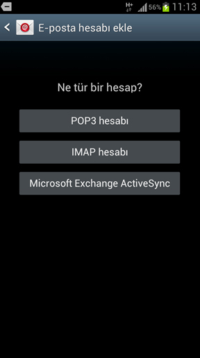 Android Cihazlar Mail Kurulum Admlar
