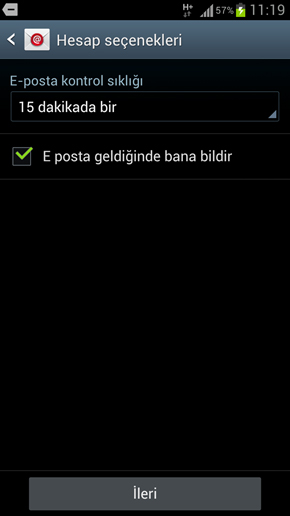 Android Cihazlar Mail Kurulum Admlar