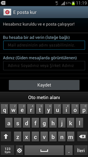 Android Cihazlar Mail Kurulum Admlar