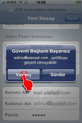 iOS Cihazlar Mail Kurulum Admlar