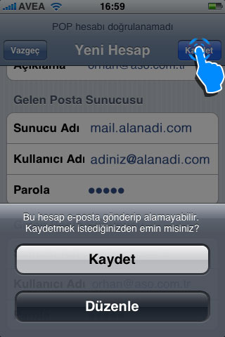 iOS Cihazlar Mail Kurulum Admlar